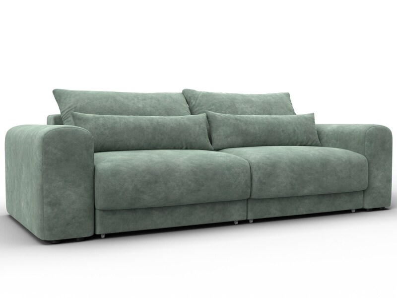 Диван прямой Лига-056 НПБ, Велюр, BRUT 08 зеленый