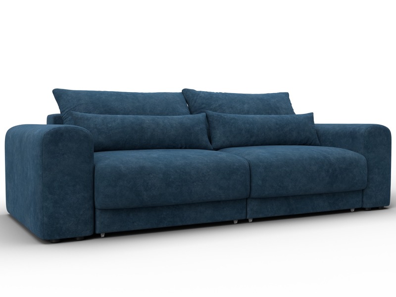 Диван прямой Лига-056 НПБ, Велюр, BRUT 11 синий