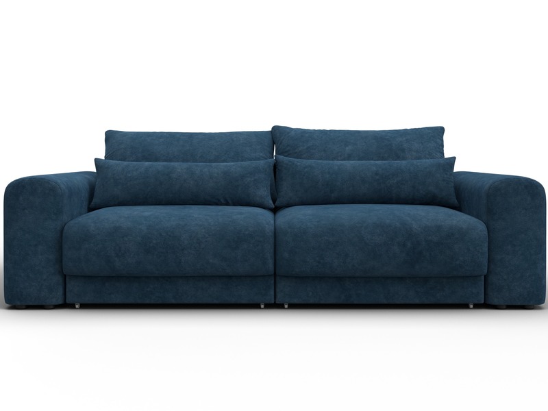 Диван прямой Лига-056 НПБ, Велюр, BRUT 11 синий