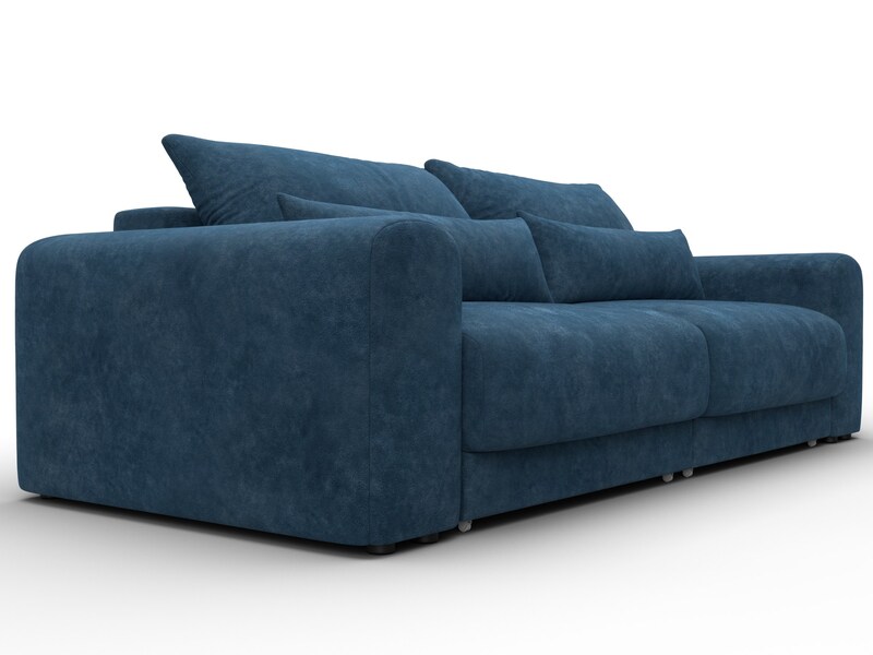 Диван прямой Лига-056 НПБ, Велюр, BRUT 11 синий