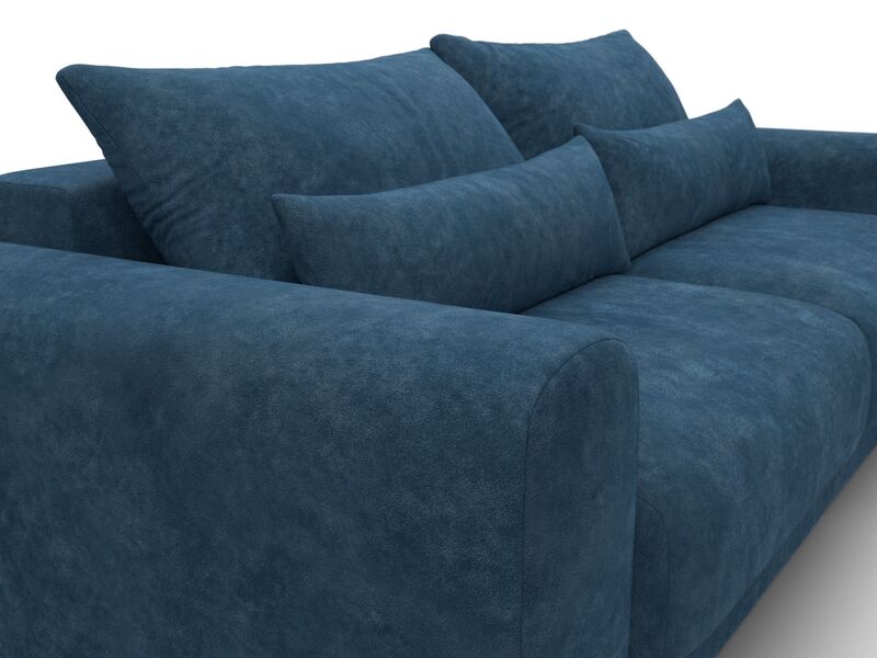 Диван прямой Лига-056 НПБ, Велюр, BRUT 11 синий