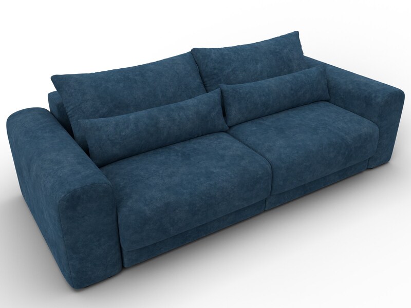 Диван прямой Лига-056 НПБ, Велюр, BRUT 11 синий