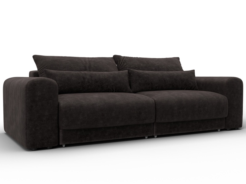 Диван прямой Лига-056 НПБ, Велюр, BRUT 17 коричневый