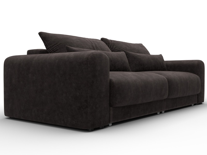 Диван прямой Лига-056 НПБ, Велюр, BRUT 17 коричневый