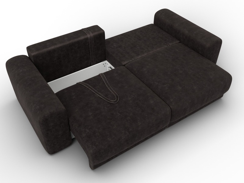 Диван прямой Лига-056 НПБ, Велюр, BRUT 17 коричневый