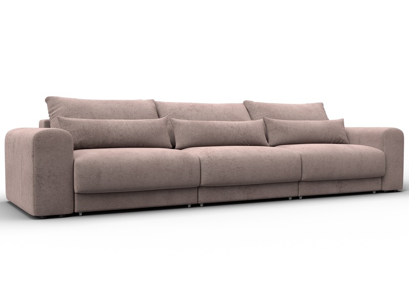 Диван прямой Лига-056 НПБ Лонг, Велюр, TOWER 05 бежевый