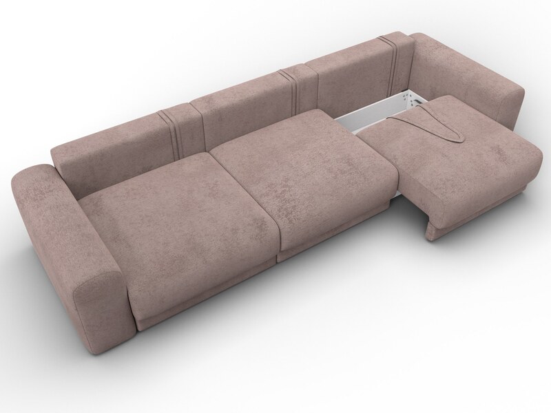 Диван прямой Лига-056 НПБ Лонг, Велюр, TOWER 05 бежевый