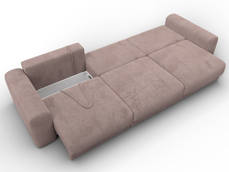 Диван прямой Лига-056 НПБ Лонг, Велюр, TOWER 05 бежевый