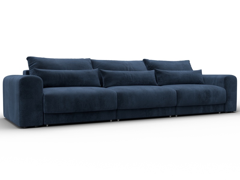 Диван прямой Лига-056 НПБ Лонг, Велюр, TOWER 13 синий