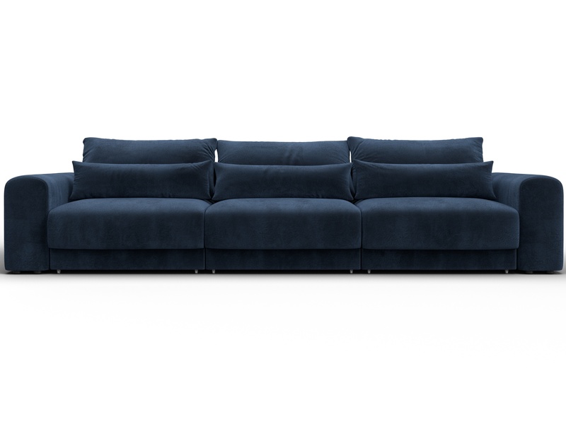 Диван прямой Лига-056 НПБ Лонг, Велюр, TOWER 13 синий