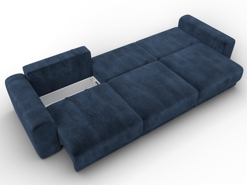 Диван прямой Лига-056 НПБ Лонг, Велюр, TOWER 13 синий