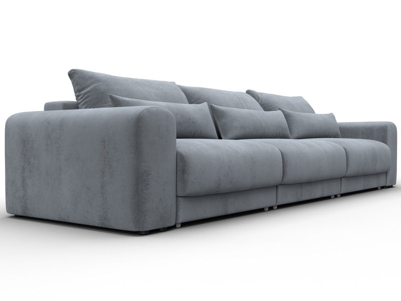 Диван прямой Лига-056 НПБ Лонг, Велюр, TOWER 10 серый