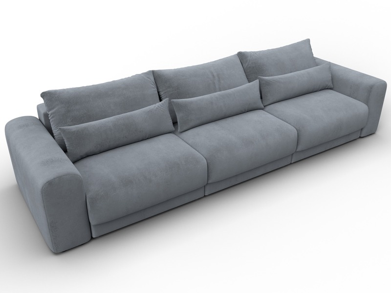 Диван прямой Лига-056 НПБ Лонг, Велюр, TOWER 10 серый