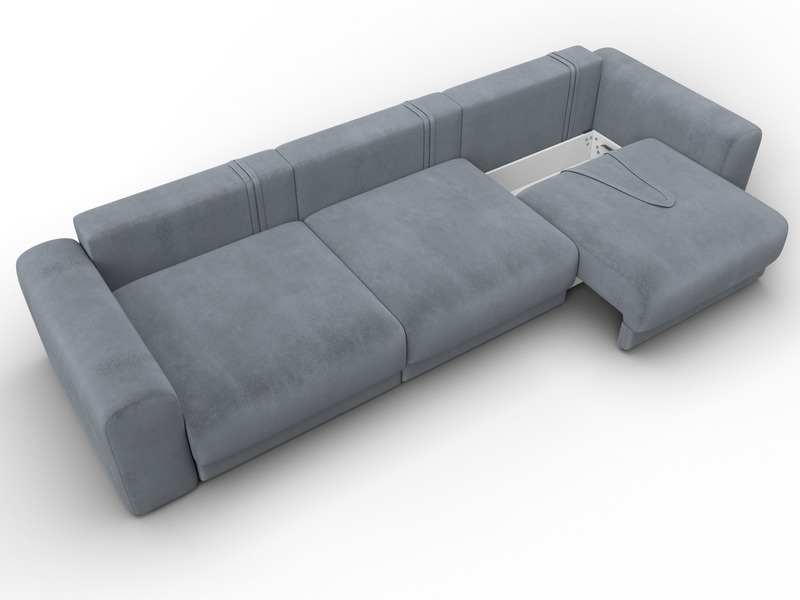 Диван прямой Лига-056 НПБ Лонг, Велюр, TOWER 10 серый