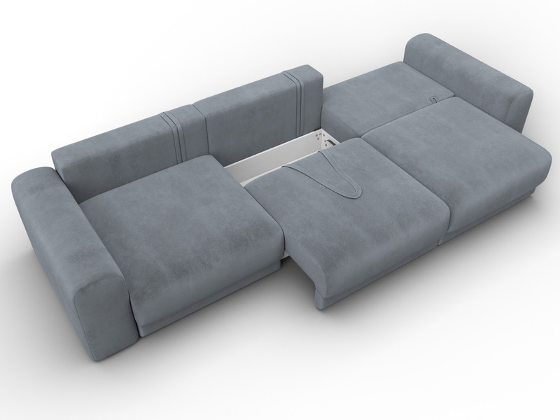 Диван прямой Лига-056 НПБ Лонг, Велюр, TOWER 10 серый