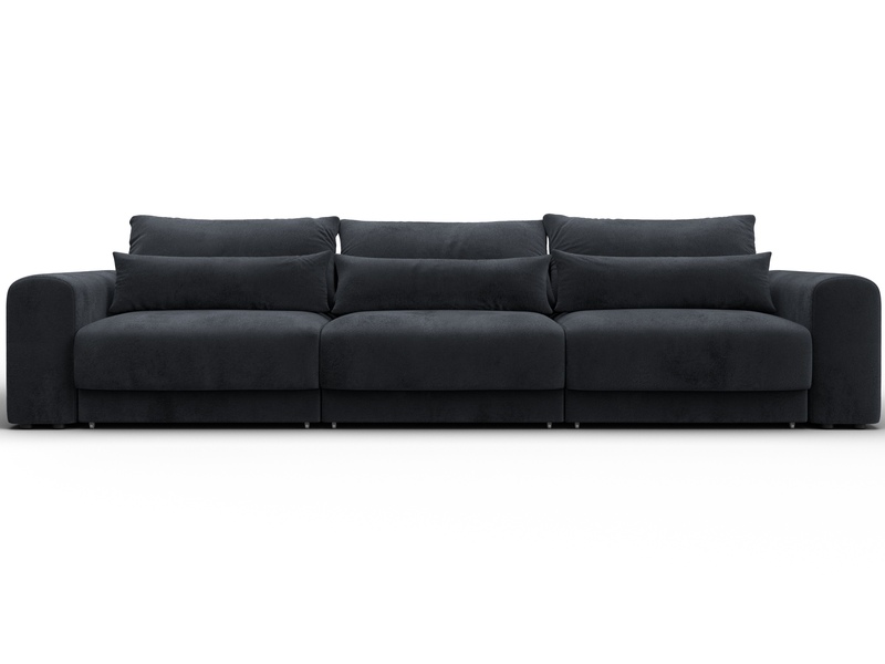 Диван прямой Лига-056 НПБ Лонг, Велюр, TOWER 11 темно-серый