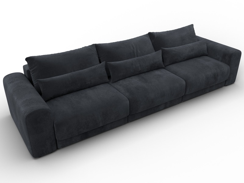 Диван прямой Лига-056 НПБ Лонг, Велюр, TOWER 11 темно-серый