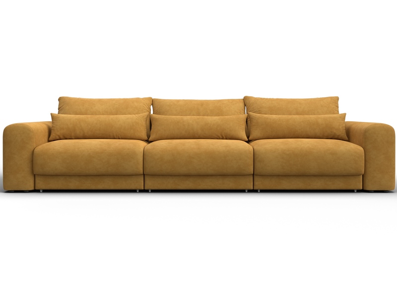 Диван прямой Лига-056 НПБ Лонг, Велюр, BRUT 10 желтый