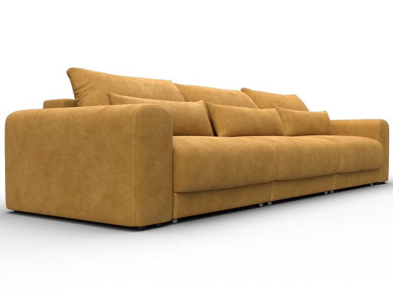 Диван прямой Лига-056 НПБ Лонг, Велюр, BRUT 10 желтый