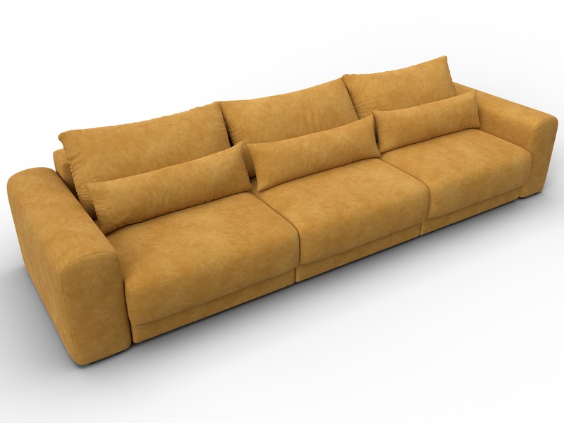 Диван прямой Лига-056 НПБ Лонг, Велюр, BRUT 10 желтый