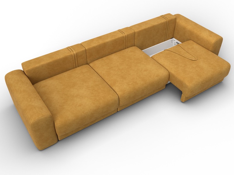 Диван прямой Лига-056 НПБ Лонг, Велюр, BRUT 10 желтый