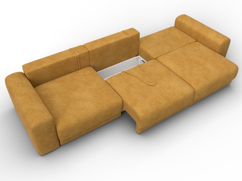 Диван прямой Лига-056 НПБ Лонг, Велюр, BRUT 10 желтый