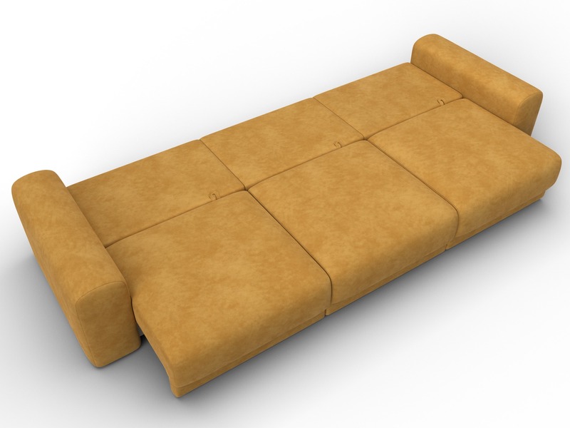 Диван прямой Лига-056 НПБ Лонг, Велюр, BRUT 10 желтый
