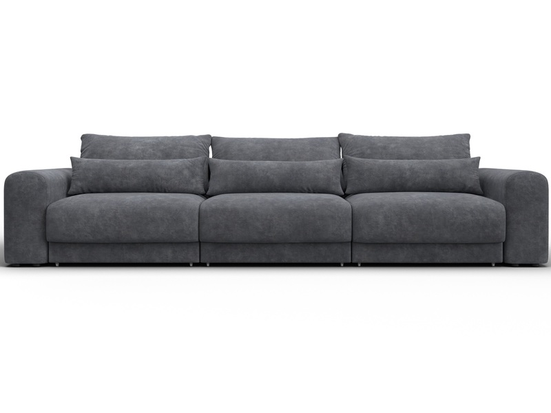 Диван прямой Лига-056 НПБ Лонг, Велюр, BRUT 16 темно-серый