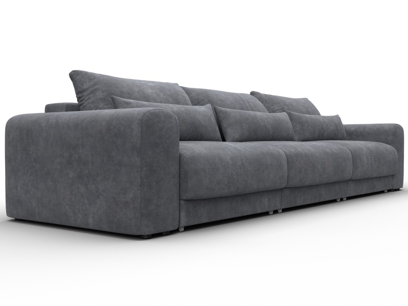 Диван прямой Лига-056 НПБ Лонг, Велюр, BRUT 16 темно-серый