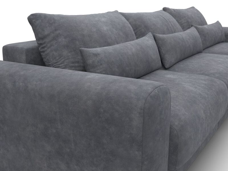 Диван прямой Лига-056 НПБ Лонг, Велюр, BRUT 16 темно-серый