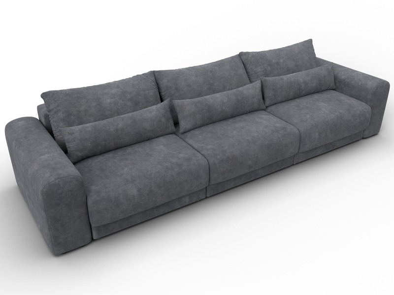 Диван прямой Лига-056 НПБ Лонг, Велюр, BRUT 16 темно-серый