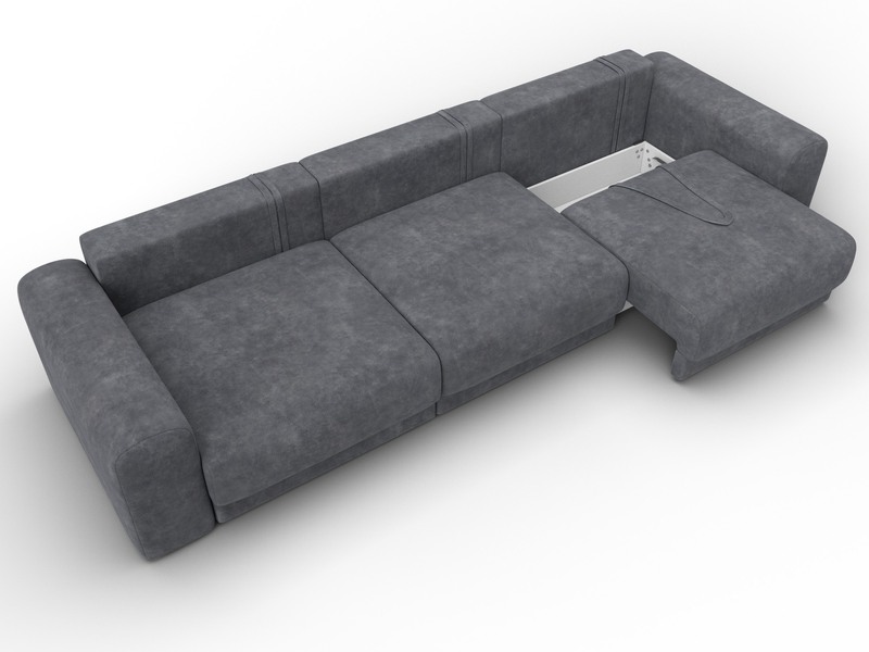 Диван прямой Лига-056 НПБ Лонг, Велюр, BRUT 16 темно-серый