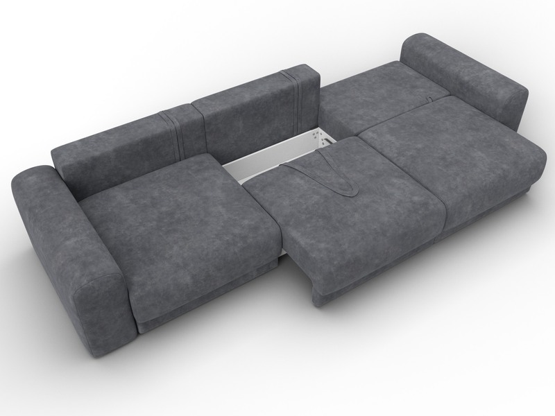 Диван прямой Лига-056 НПБ Лонг, Велюр, BRUT 16 темно-серый