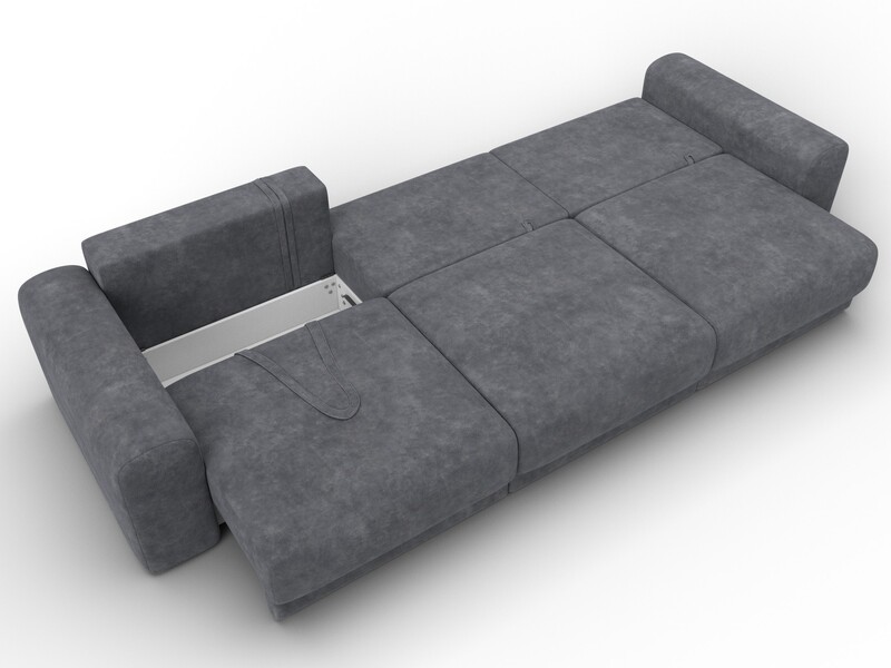 Диван прямой Лига-056 НПБ Лонг, Велюр, BRUT 16 темно-серый