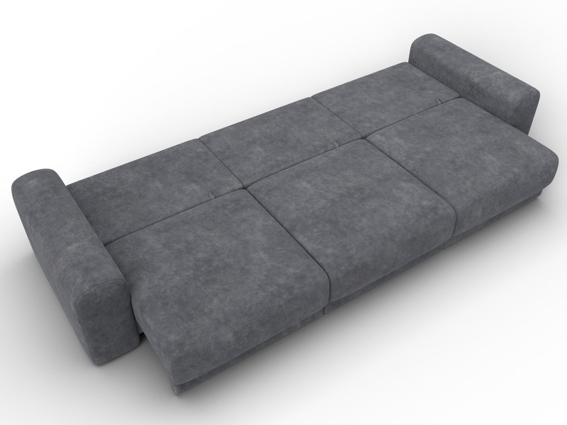 Диван прямой Лига-056 НПБ Лонг, Велюр, BRUT 16 темно-серый