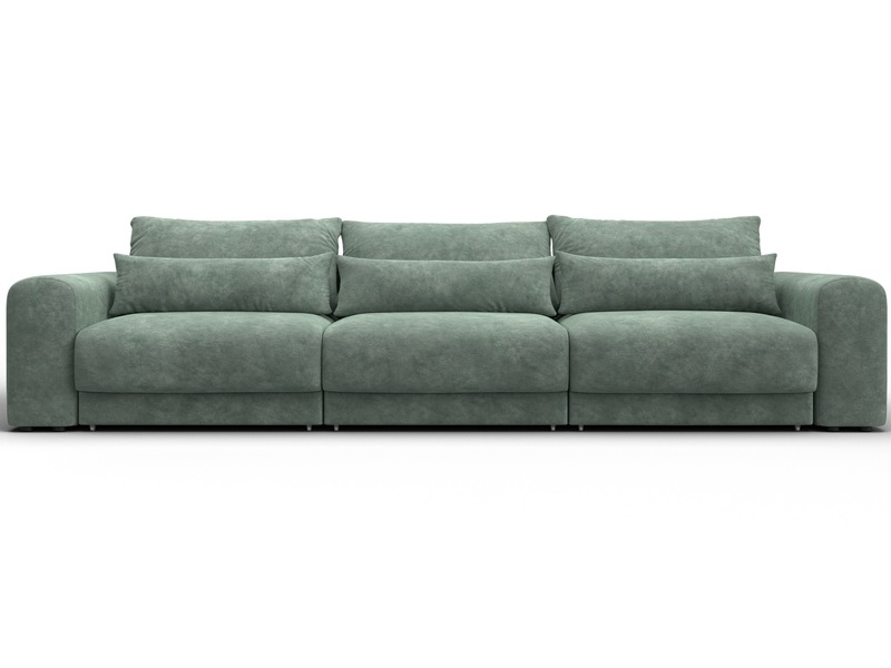 Диван прямой Лига-056 НПБ Лонг, Велюр, BRUT 08 зеленый