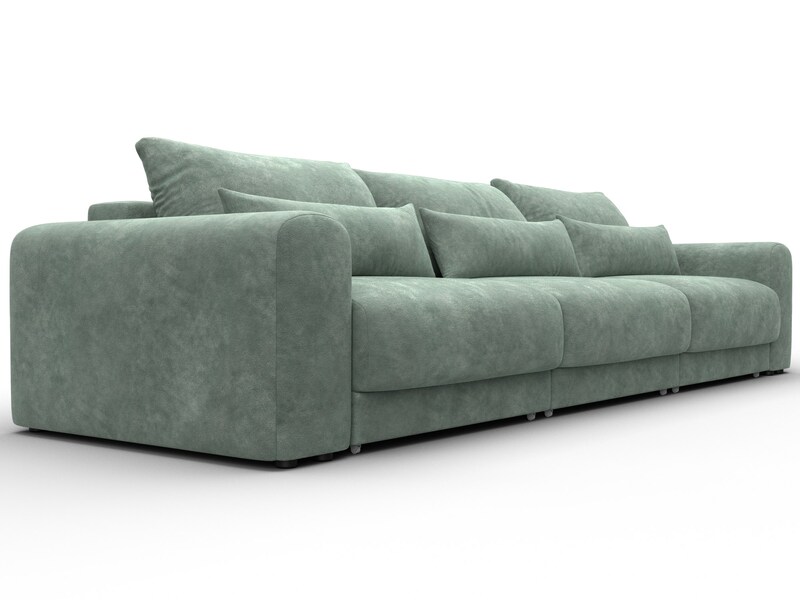 Диван прямой Лига-056 НПБ Лонг, Велюр, BRUT 08 зеленый