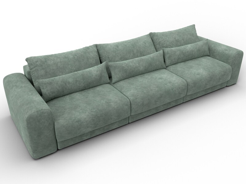 Диван прямой Лига-056 НПБ Лонг, Велюр, BRUT 08 зеленый