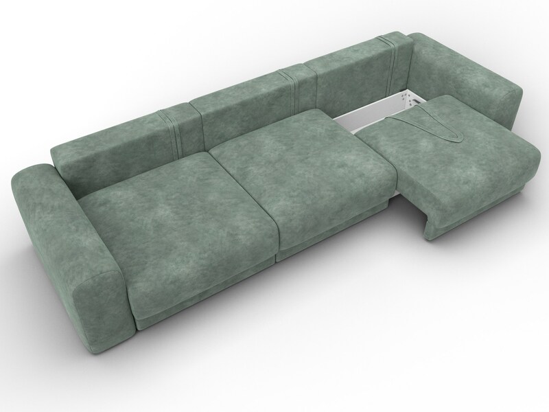 Диван прямой Лига-056 НПБ Лонг, Велюр, BRUT 08 зеленый