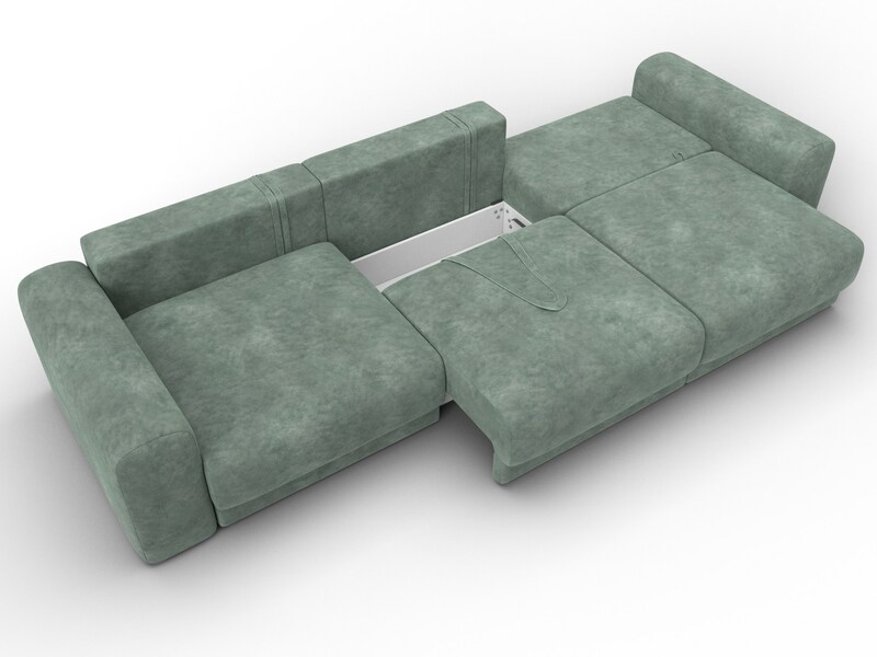 Диван прямой Лига-056 НПБ Лонг, Велюр, BRUT 08 зеленый