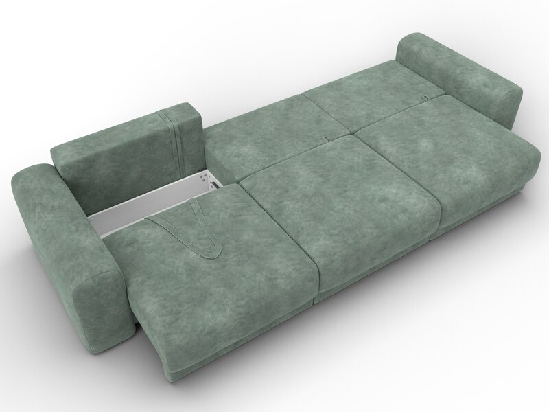 Диван прямой Лига-056 НПБ Лонг, Велюр, BRUT 08 зеленый