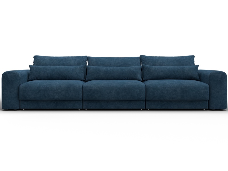 Диван прямой Лига-056 НПБ Лонг, Велюр, BRUT 11 синий