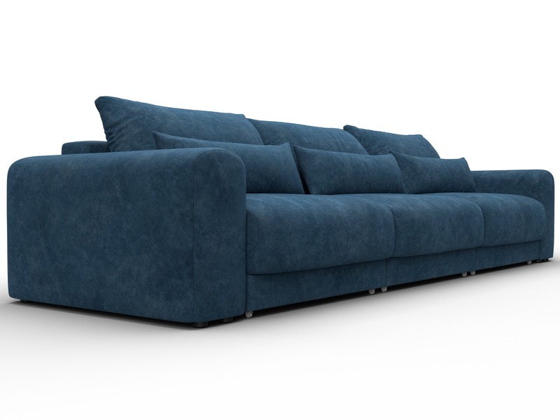 Диван прямой Лига-056 НПБ Лонг, Велюр, BRUT 11 синий