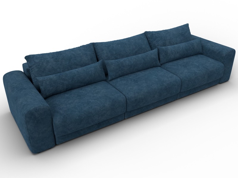 Диван прямой Лига-056 НПБ Лонг, Велюр, BRUT 11 синий