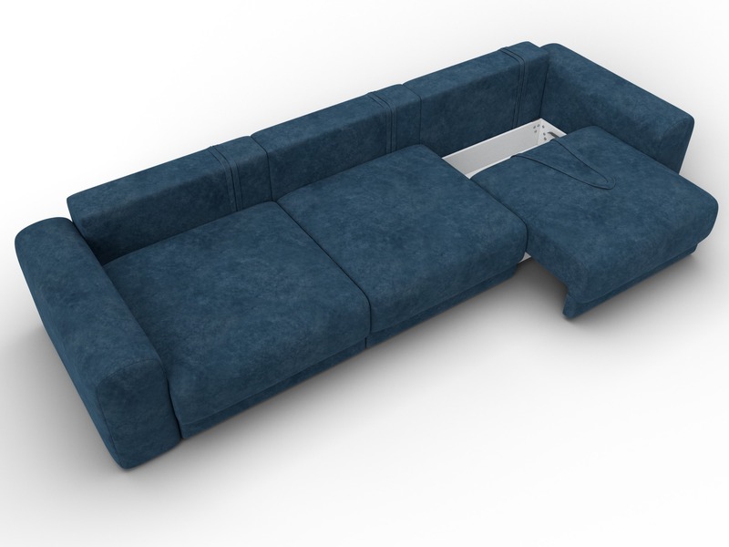 Диван прямой Лига-056 НПБ Лонг, Велюр, BRUT 11 синий