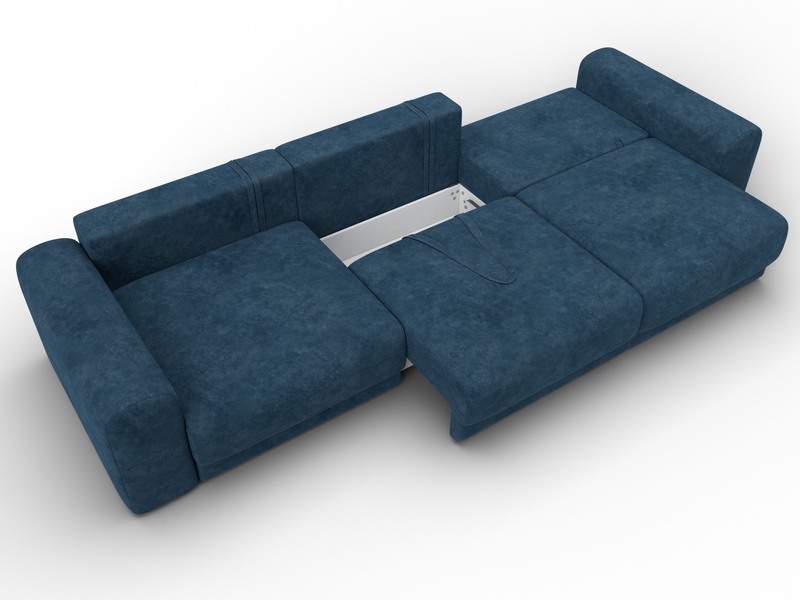 Диван прямой Лига-056 НПБ Лонг, Велюр, BRUT 11 синий