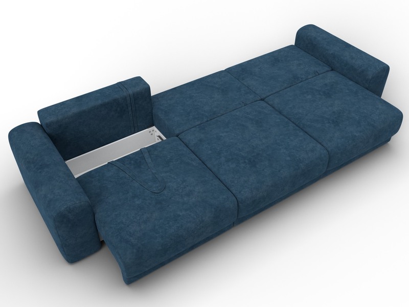 Диван прямой Лига-056 НПБ Лонг, Велюр, BRUT 11 синий