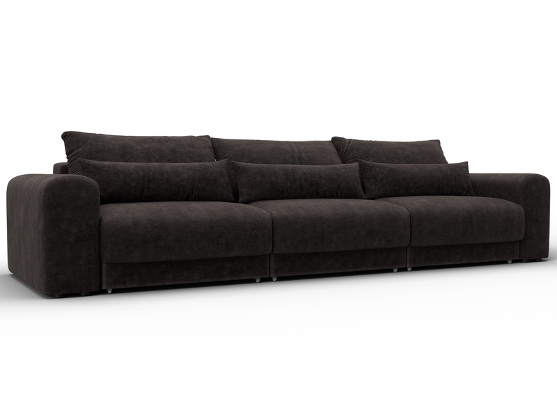 Диван прямой Лига-056 НПБ Лонг, Велюр, BRUT 17 коричневый