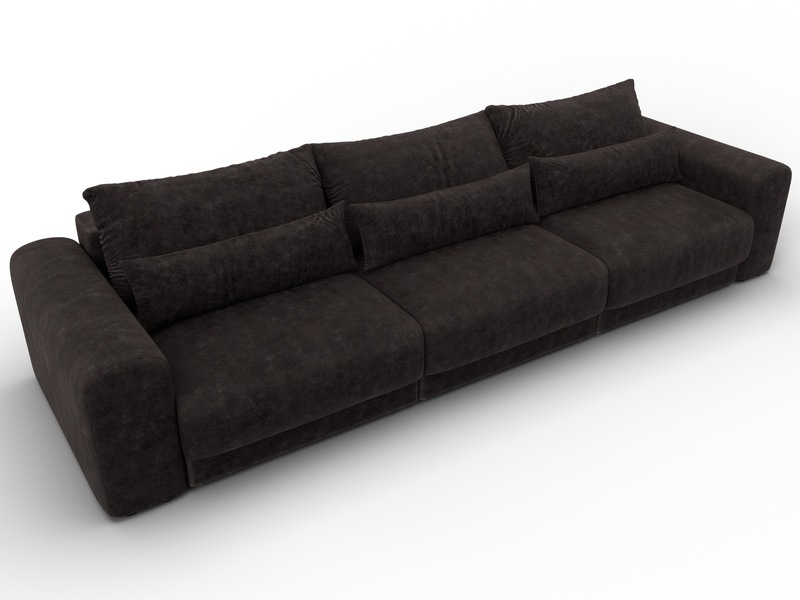 Диван прямой Лига-056 НПБ Лонг, Велюр, BRUT 17 коричневый