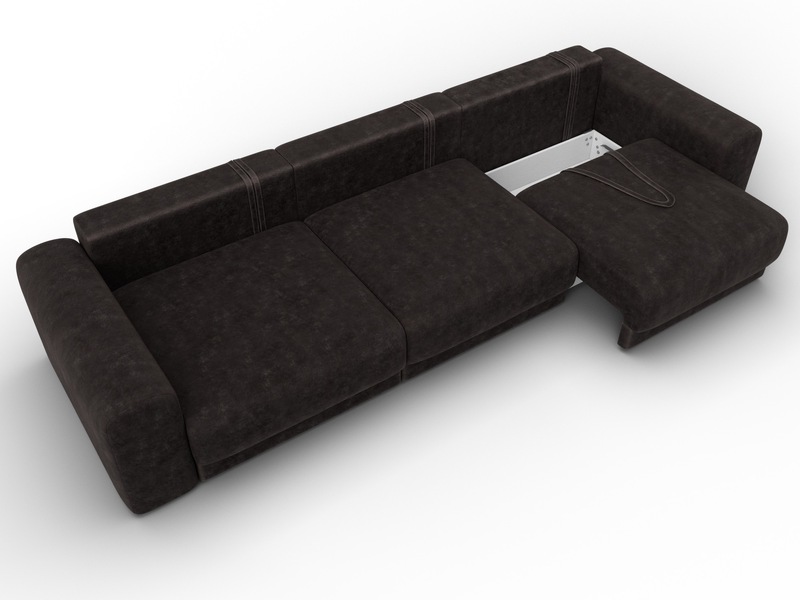 Диван прямой Лига-056 НПБ Лонг, Велюр, BRUT 17 коричневый